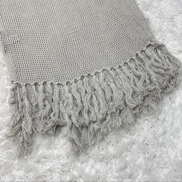 AUTH Bottega Veneta Scarf Stole Fringe Tassel Gray Viscose - Picture 4 of 6